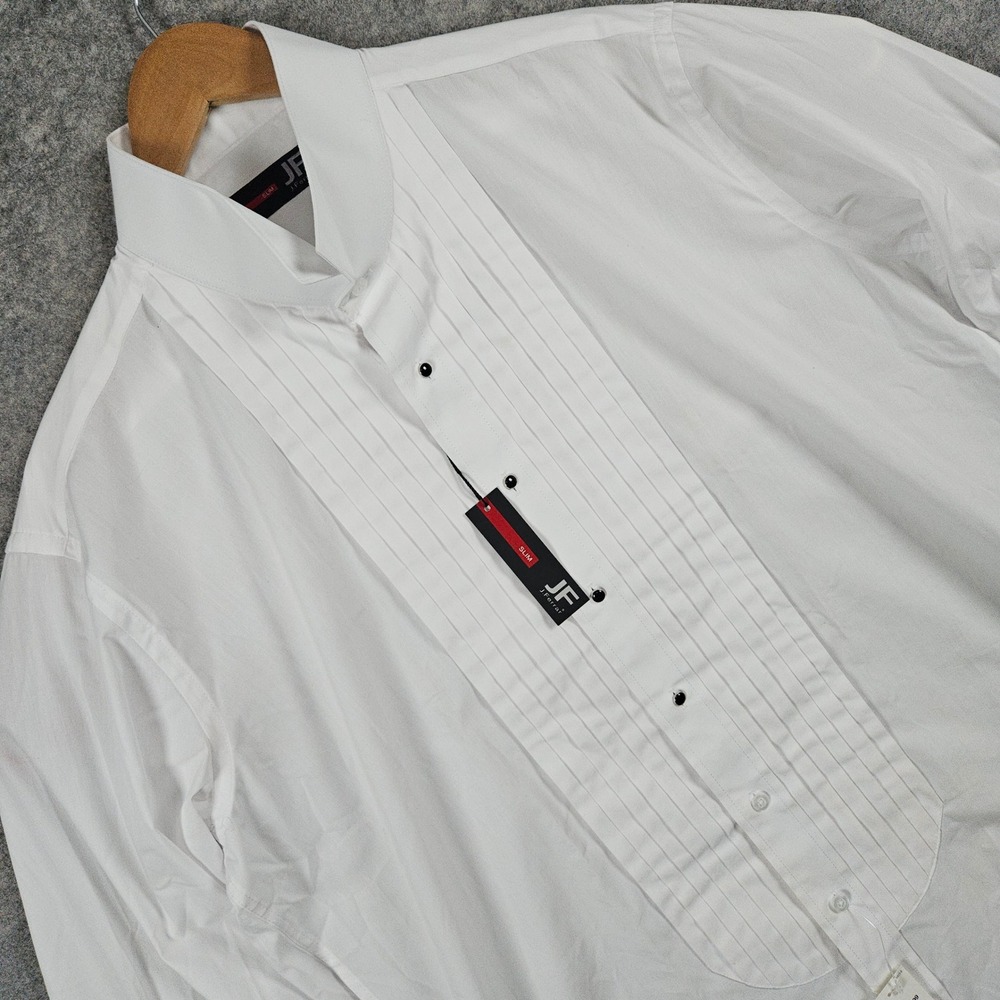 NEW‎ JF J Ferrar Men's Size XL Slim Fit White Tuxedo Shirt French Cuffs FLAWS